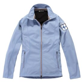 A light blue jacket with an emblem on the chest.