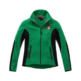 A green and black jacket with an animal on the front.