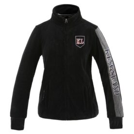 A black and grey jacket with the words " ladies ' equestrian."