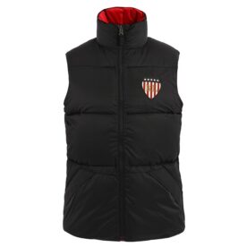 A black vest with an emblem on the front.