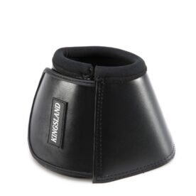 A close up of a black bell boot