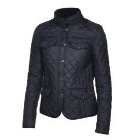 A black jacket with four pockets and two buttons.