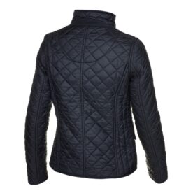 A black jacket is shown with no collar.