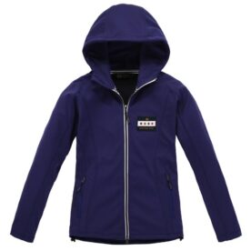 A blue jacket with a hood and a zipper.
