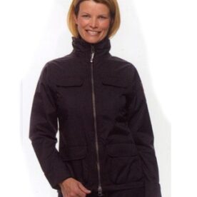 A woman wearing a black jacket and hat.