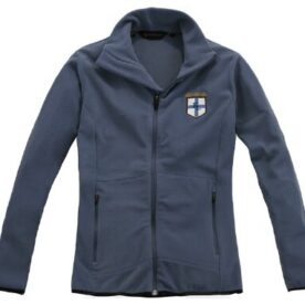 A blue jacket with a cross on the front.