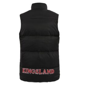 A black vest with the word kingsland on it.