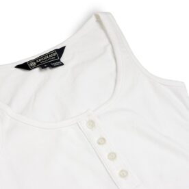 A white shirt with buttons on the front.