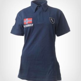 A navy blue shirt with the flag of norway on it.